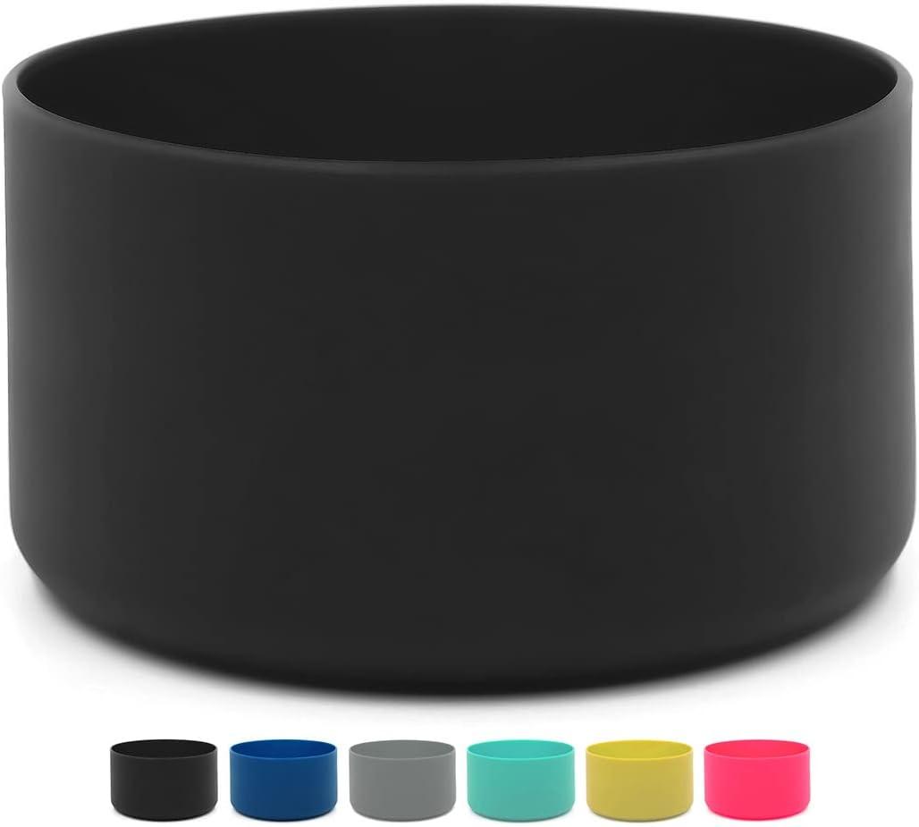 Flaskars Protective Silicone Boot for 12 oz - 40oz Hydroflask Water Bottles Anti-Slip Bottom Stanley Sleeve Cover Bumper (Black)