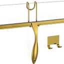 Shower Squeegee Set, 14-Inch Stainless Steel Squeegee, All-Purpose Squeegee for Bathroom, Shower Doors, Mirrors, Tiles, and Car Windows - 100% Streak Free, Includes Shower Door Hook and Adhesive Hook (Gold)