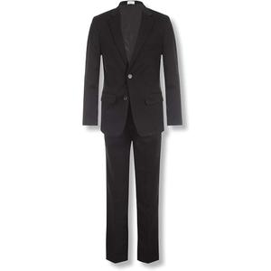 2-piece Formal Suit Set, Single Breasted Jacket & Straight Leg Dress Pants Black Size 2XL