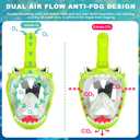 Full Face Snorkel Mask for Kids with 180 Panoramic View, Snorkeling Set Featuring Anti-Leak and Anti-Fog Foldable Dry Top Design for Safe Underwater Adventures Snorkeling Gear for Kids