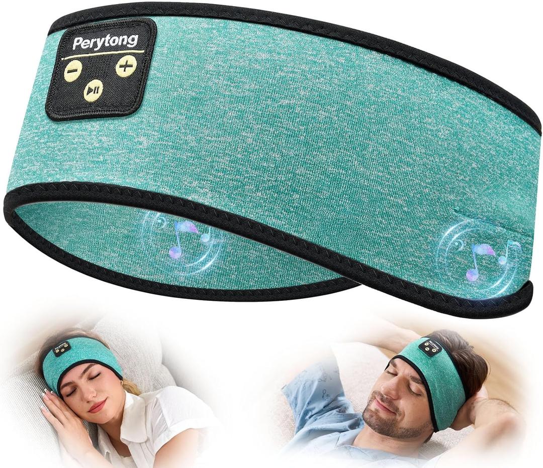 Perytong Sleep Headphones Bluetooth 5.4 Headband, Wireless Earphones Music Sleep Earbuds Sleeping Eye Mask with HD Stereo Speakers for Workout Running Travel Yoga, Ideal Gifts for Women Men (HB DarkGreen)