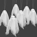 Watayo 16 Pcs Halloween Ghost Hanging Ornaments, 3.5 Inch Small Hanging Ghosts Tree Ornaments, Farmhouse Rustic Cloth Ghosts Hanging Decoration for Haunted House Party Yard Tree Decor