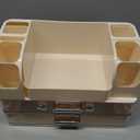 HBlife Makeup Organizer for Vanity with Brush Holder, Large Bathroom Countertop Cosmetic Organizer Skin Care Storage, Easy to Store Lipsticks, Nail Polishes, Perfumes, Eyeshadow Palettes, Beige