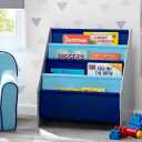 Delta Children Sling Book Rack Bookshelf for Kids - Easy-to-Reach Storage for Books, Magazines or Coloring Books - Ideal for Playrooms & Homeschooling, Grey/Blue