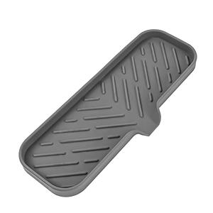 MicoYang Silicone Bathroom Soap Dishes with Drain Spout-Bathroom and Kitchen Sink Organizer, Sponge Holder, Dish Soap Tray, Perfect for Dispenser, Scrubber, Bottle, Cup on Sink or Counter-Grey 12"×4"