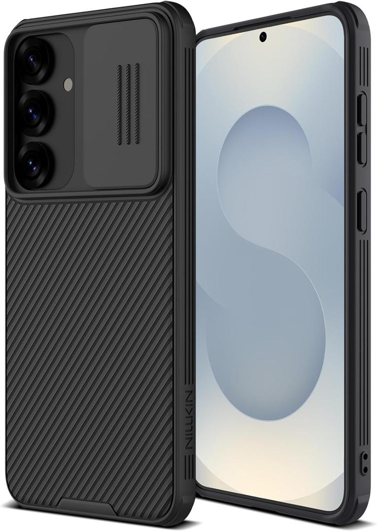 Nillkin for Samsung Galaxy S25 Plus Case with Camera Cover, [Lens Protection] Mil-Grade Shockproof Protective Bumper Hard Cover Slim Phone Case for Galaxy S25 Plus Cases 6.7'' Black