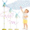 Windmill Bubble Machine for Kids, 51" Adjustable Height Standing Bubble Maker with Lights & Music, 10-Hole Battery Operated Bubble Blower with 130ml Tank, Outdoor Backyard Party Toys for Toddlers