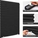 LazBlinds No Tools No Drill Cordless Lift Cut to Size Pleated Paper Blinds for Windows, Blackou Clip On Self Adhesive Temporary Window Blinds for Home(48" W x 72" H x 6 Pack, Black)