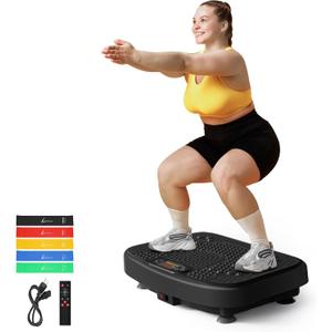 SoftGym Vibration Plate Exercise Machine for Lymphatic Drainage,Power Vibrate Stand Shake Board 450 Lbs Capacity Whole Body Workout Waver with Fitness Resistance Bands Weight Loss Gifts for Women Men