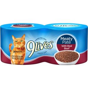 9Lives Meaty Pat Wet Cat Food With Real Beef, 5.5-Ounce, Pack of 4 (EXP 09/01/26)