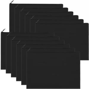 10 Pieces Cotton Canvas Makeup Bag, Multipurpose Cosmetic Bag with Zipper Travel Toiletry Pouch, Blank DIY Craft Bag (Black, XL)