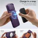 SURITCH for iPhone 16 Plus Case with Magnetic Camera Slide Cover and Adjustable Kickstand, Compatible with MagSafe, Shockproof Bumper Case Slim Protective Cover for iPhone 16 Plus 6.7 Inch,Dark Purple