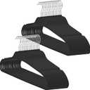 Non-Slip Rubber Coated Hangers, 30 Pack Plastic Clothes Hangers with 360 Swivel Hook 17.7 Inches Slim Space Saving Hangers for Adult Clothes Shirts Dresses Pants, Black