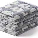 1 Pack 3 Blankets Super Soft Fluffy Premium Cute Elephant Pattern Pet Blanket Flannel Throw for Dog Puppy Cat Dark Grey Medium(30x20 inch)