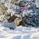 Dog Winter Warmer Fleece Onesie, Bodysuit for Small Medium Large Dogs, Stretchy Cold Weather Pet Warmer Jumpsuit Puppy Onesie Lightweight, Blue Stripe, Large