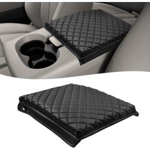 KBH Center Console Armrest Cover for Ford F150 2004-2010, 40/20/40 Split Bench Jump Seat, Middle Console Lid Protector Thick Pad, Vinyl Leather, Anti-Scratch, Black