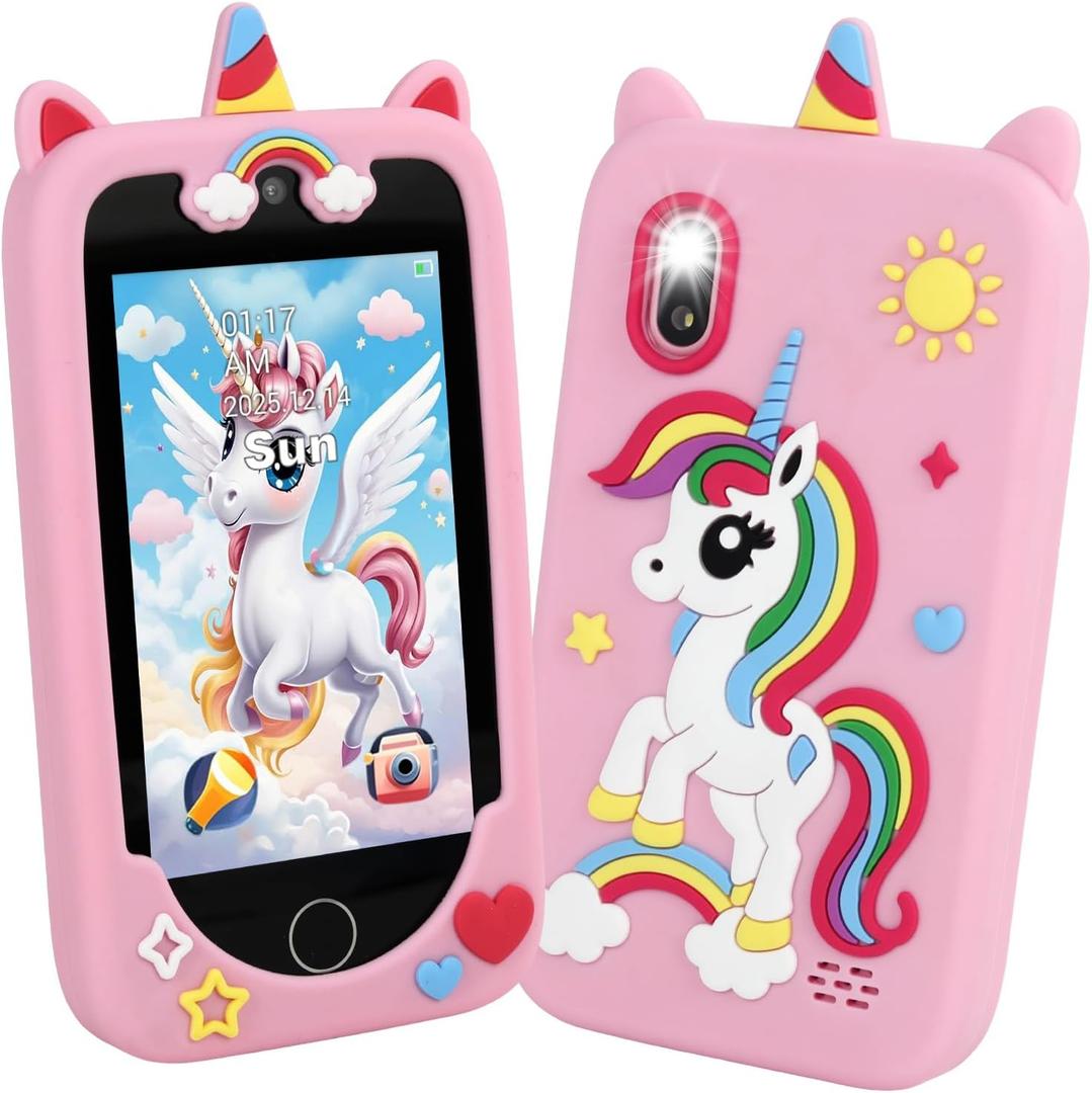 Kids Smart Phone for Boys & Girls, 3.97" Touchscreen Learning Toddler Toy Phone with Dual Camera, 200+ STEM Games, Music Player, Ideal Educational Gifts for Ages 3-10 Christmas, Birthday, Travel, Child-size