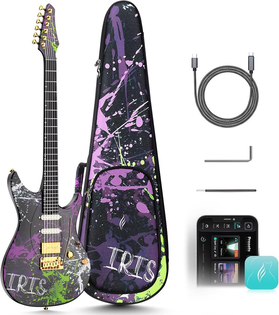 Enya Inspire 39" Smart Electric Guitar - Carbon Fiber Body with Built-in 15W Speaker, 20 Tones & App Control, 4 Presets, Bluetooth, Gig Bag Included, 