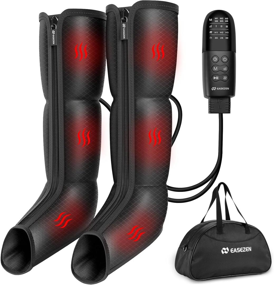 FSA HSA Eligible Air Compression Leg Massager with Heat for Circulation and Pain Relief, Affordable Professional Compression Boots Helpful for Leg Recovery, Relax for Gym Office Home