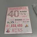 40th Birthday Card for Women, 40th Birthday Decoration, Sweet Funny 40 Year Old Birthday Gifts Idea, Greeting Cards for Wife Mother Aunt Daughter Friend Sister Mon Her, Jumbo Back In 1986 Pink