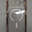 Magnetic for iPhone 17 Pro Max Case with Glitter Integrated Lens Protection, [Glossy Bumper & Shiny Magnetic Ring] [Compatible with Magsafe] Cute Women Girly Phone Case for iPhone 17 Pro Max Pink