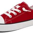 Toddler Little Kid Cushioned Canvas Shoes Slip On Sneakers Soft and Durable (Red), Size 13