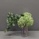Tifuly Fake Hydrangea Artificial Flowers with Vase 4pcs Real Touch Faux Hydrangea with 3pcs Eucalyptus Leaves for Wedding Centerpiece Home Garden Party DecorationGreen