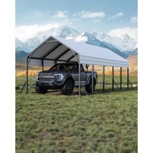 GarveeLife 13 ft x26 ft x11 ft Oversized Metal Carport, Steel Heavy Duty Car Ports for All-Weather, Tall Carport for Full-Size Pickup Trucks, Boats, and Tractors, N.W. 780 LBS