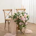 Ling's moment 2PCS Pink Artificial Floral Swags Wedding Arch Flower Garland Cream Rose Flowers Greenery for Table Backdrop Easel Wall Entryway Outdoor Board Decor