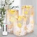 Roses LED Flameless Candles - Real Glass with Electroplating Pattern - with Remote Control - Unattended Timer 2/4/6/8h - Battery Operated Candles - Home Bedroom Decorations (Silver Plated Rose)