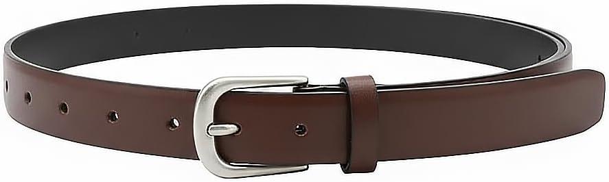 EMMIOL Cool Y2K Belt Women Black bb Belt Silver Buckle Oval D Ring Star Belts Trendy Streetwear Punk for Jeans (Brown)