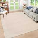 3'x5' Washable Bedroom Rug Indoor Solid Color Rug Non-Slip Dining Room Throw Carpet Modern Contemporary Area Rug for Living Room Bedroom Kitchen Nursery, 3' x 5' Ivory Beige