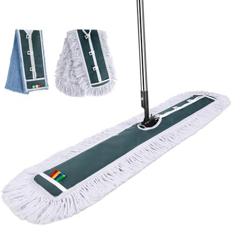 Commercial Mop,Masthome 42" Heavy Duty Dust Mop with Stainless Steel Handle,Large Industrial Mops for Floor Cleaning with 1 Cotton & 1 Microfiber Pad,Wet & Dry Large Mops for Home,Garage,School,Mall