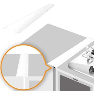 Lindas Essentials Silicone Stove Gap Covers (2 Pack), Heat Resistant Oven Gap Filler Seals Spaces Between Stovetop and Counter, Easy to Clean Stove Side Guard (25 Inches, White)