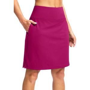 G Gradual 20" Golf Skorts Skirts for Women with 7 Pockets Knee Length Skort Athletic Modest Long Tennis Skirts for Women (Medium, Rosy)