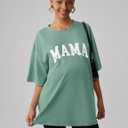LOMON Oversized T Shirts for Women Short Sleeve Crewneck Summer Tops Loose Casual Mama Shirts Basic Tee (Green, XXL)