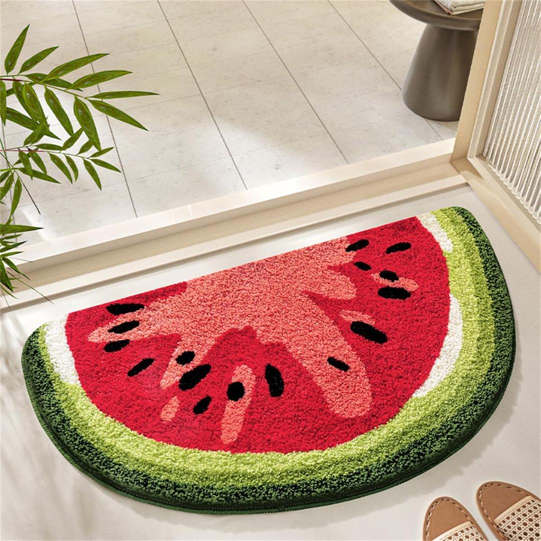 Ankah Fruit Bath Mats Cute Bathroom Rugs, Particularly Absorbent, Very Soft, and Dry Fast that Fits for Kid's Room, Bathroom or Other Room, 17.7" x 31.5", Watermelon
