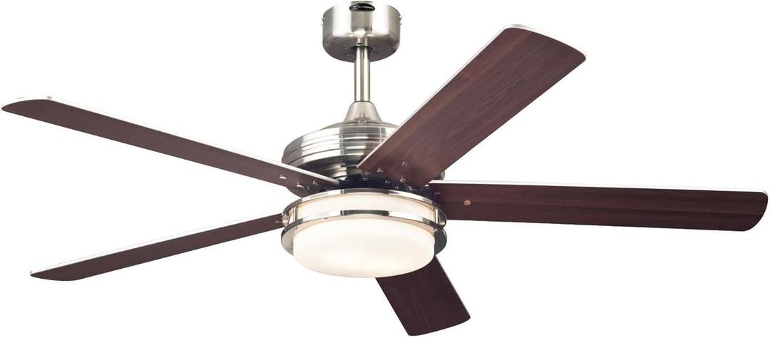 Westinghouse Lighting 7209100 Transitional Castle LED 52 inch Brushed Nickel Indoor Ceiling Fan, LED Light Kit with Opal Frosted Glass