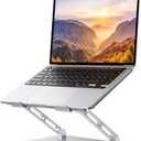 Foldable Aluminum Laptop Stand for 10-17.3" Laptops, Height Adjustable Portable Ergonomic Computer Holder, Space Saving Desk with Heat Dissipation. Compatible with MacBook/Dell/HP etc, Silver