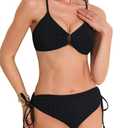 Women's Two Piece Bikini Sets Textured Sexy Bathing Suits Cute Swimsuit (XL)