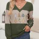 Dokotoo Long Sleeve Shirts for Women Fall Outfits V Neck Shirts Button Tunic Tops Fashion Winter Clothing (Green, XL)