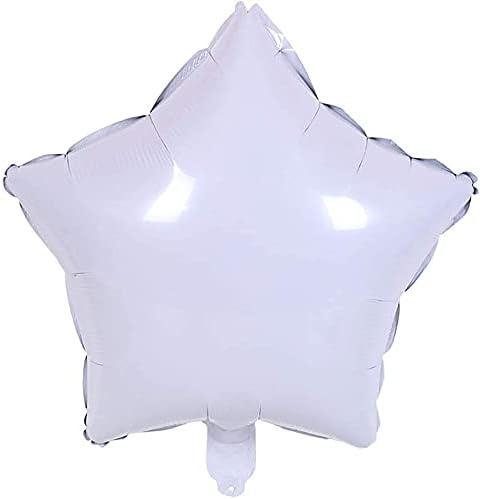 [10 Pack] Star Shape Foil Balloons, 18" Mylar Aluminum Foil Balloons 45cm Decorations for Birthday Party Wedding Engagement Party Celebration Holiday Show Party Activities (White, 18Inch)