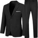 Mens 2 Piece Suit Slim Fit Business Wedding Party Tuxedo Dress Suits for Men Jacket and Pants Set (Large, Black)