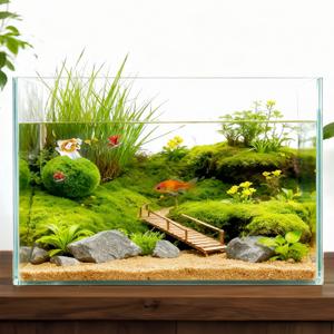 Tlence 2.7 Gallon Glass Fish Tank, Small Betta Fish Aquarium, Ultra Clear Rectangular Glass Bowl for Shrimp, Mini Desktop Aquatic Planting Cube for Goldfish Snails, Easy to Clean