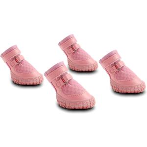 Petanims Dog Shoes for Small Dogs, Double Binding Straps Puppy Boots & Paw Protectors for Summer Hot Pavement, Winter Snow, Dog Booties with Anti-Slip Rubber Soles for Beach Hardwood Floor Pink Size 2 (Siez 2: Width 1.29 inche for 6-12 lbs)