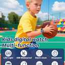 Juboos Kid's Digital Watch for Boys and Girls, Waterproof LCD Digital Sports Kids Watch with 7 Color LED Lights, Stopwatch, Alarm (Dark blue)