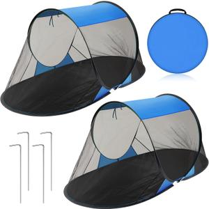 2 Pcs Pop up Mosquito Tent 1 Person Foldable Camping Tent with Ground Pin Portable Waterproof Bug Net for Bed Cot Outdoor Hiking Summer Camping