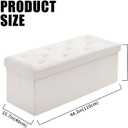 BRIAN & DANY 43 Inches Folding Storage Ottoman Bench, Velvet Ottoman with Storage for Living Room, Long Shoes Bench, Flannelette Footrest Benches Seat (White)