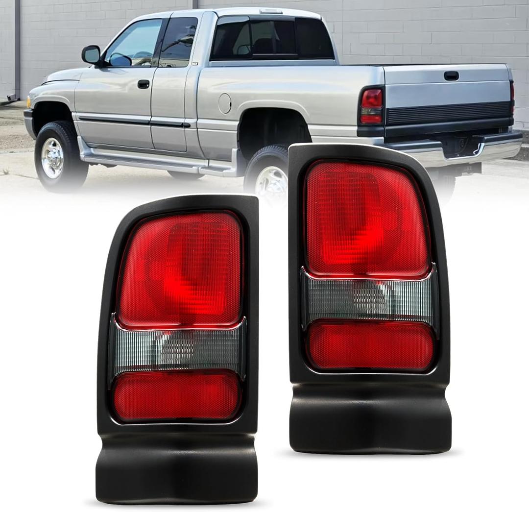 BUNKER INDUST Tail Light Assembly Compatible With 1994-2001 Dodge Ram 1500/1994-2002 Ram 2500/3500 Rear Brake Tail Lamp, Driver & Passenger Side (Bulbs Not Included)