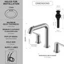 KENES Widespread Bathroom Faucet with Sprayer, Brushed Nickel Bathroom Sink Faucet with Pull Down Sprayer, 8 Inch 3 Hole Pull Out Bathroom Faucet with Pop Up Drain & Supply Lines LJ-9058A